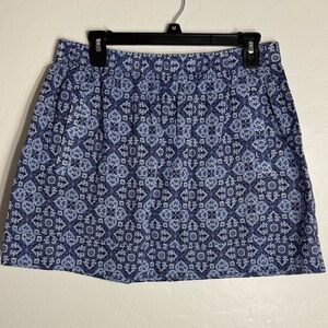 J.Crew Blue White Tile Print 100% Cotton Lined Shorts Size M Pockets Casual